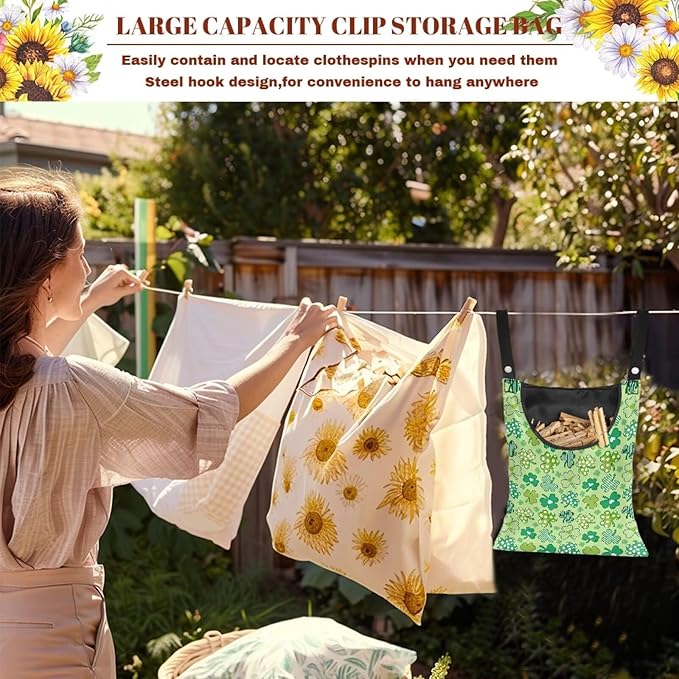 Clothes Pin Hanging Bag with Hanging Rope 14.5 X 12 Inch Clothespin Bag