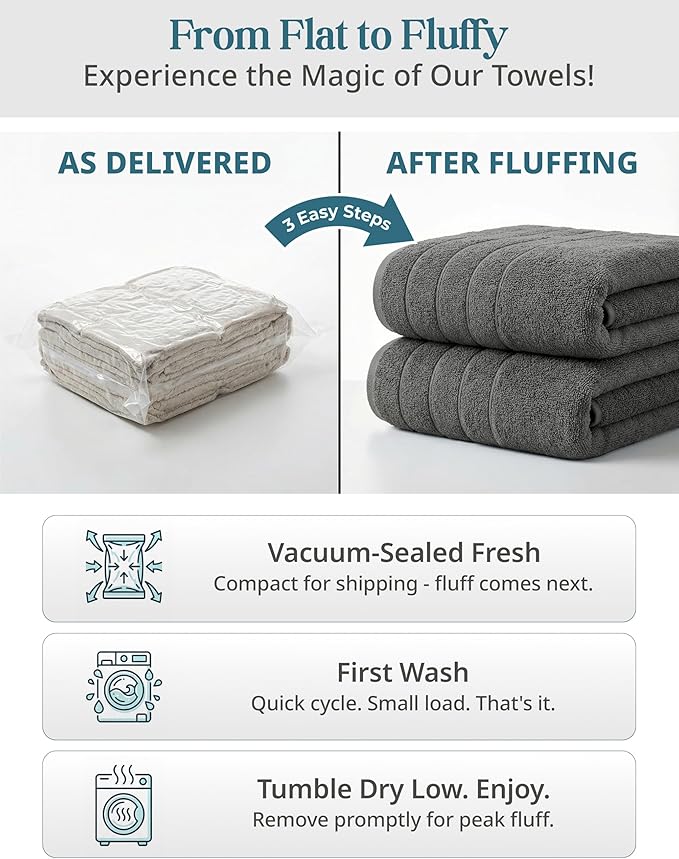 100% Cotton Bath Towels Set of 24 – 2 Bath Sheets, 2 Large Bath Towel, 2 Gym