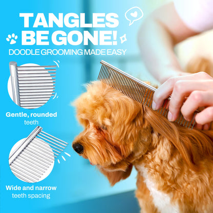 The Doodle Brush, Dog Combs for Grooming, Metal Comb for Dogs, Goldendoodle, Great for Poodle, Labradoodle, Cockapoo & Goldendoodle - Finishing Combs for Dogs & Doodles