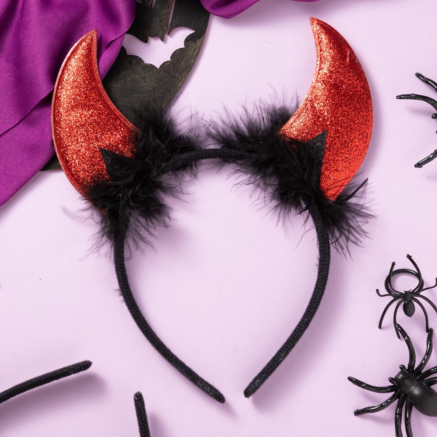 Spooktacular Creations Halloween Devil Horns Headband, Red Demon Headwear Costume Accessories for Kids Girls Women Halloween Party Favors, Cosplay Costume