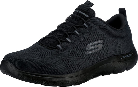 Skechers Men's Summits-LOUVIN Low Shoes, Black Mesh/Pu/Trim, 11 UK