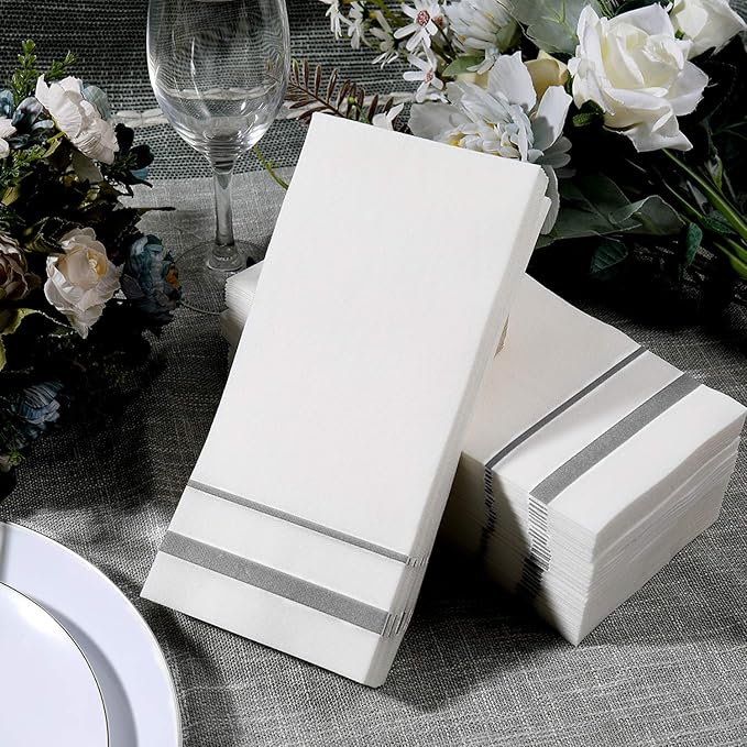 FOCUSLINE 200 Linen Feel Disposable Bathroom Napkins, Soft and Absorbent Paper