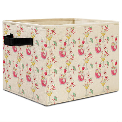 Elefeltclave Mahjong Cocktail Storage Bins,Trendy Martini Cocktail Mahjong Collapsible Storage Basket Organizer for Kitchen Bar Lounge Girls Bedroom Clothes Toys Books, Toybox for Girls COCKTAILMJ