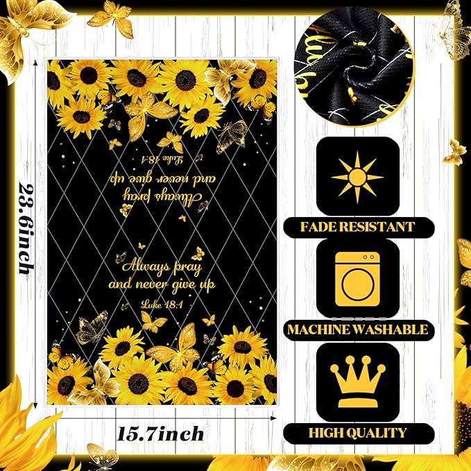 Bencailor 4 Pcs Sunflower Kitchen Towels Butterfly Flower Hand Dish Towels