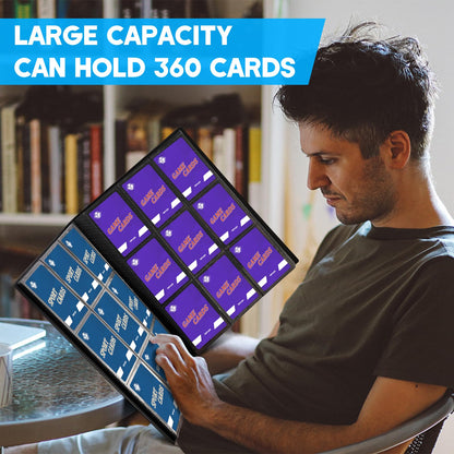 Trading Card Binder 9 Pocket, 360 Pockets Collectible Trading Card Album, Sports Card Binder for Standard Cards, Side Loading Card Folder for MTG Sports Baseball TCG Football Basketball Cards Black