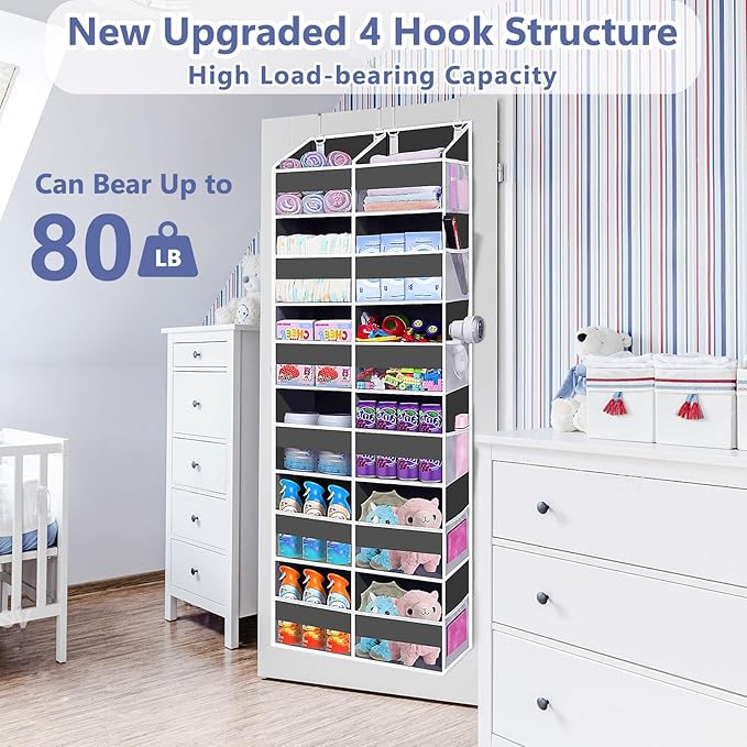 Heavy Duty Over The Door Organizer 6 Tiers, Extra Large Behind Door Storage of