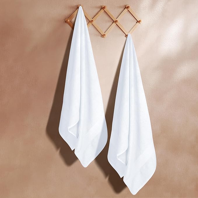 GLAMBURG Premium Cotton Oversized 2 Pack Bath Sheet 35x70-100% Pure Cotton