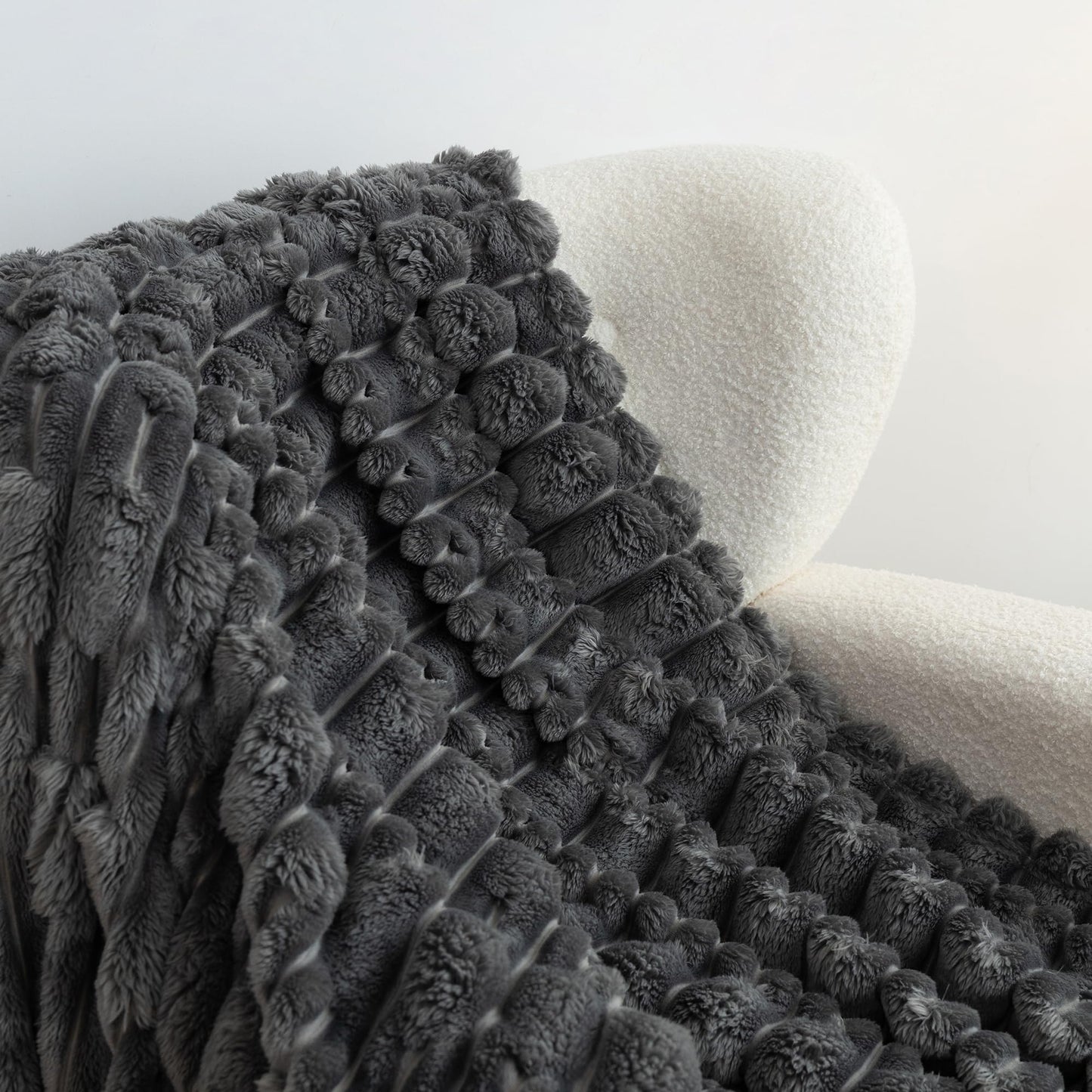 ATMOSURELY Ultra Soft Cozy Black Knot Texture Fleece Throw Blanket for Couch Lightweight Fluffy Striped Flannel Blanket All Season for Sofa Bed Camping Travel 50x60 Inches (Black, Throw)