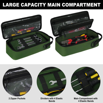 Heavy Duty Small Tool Bags for Men with Carabiner,Tactical Tool Pouch Bag,Portable Utility Tools Storage Organizer Case with Shoulder Strap for EDC,Motorcycle,Camping,Road Trip,Electricians,Green