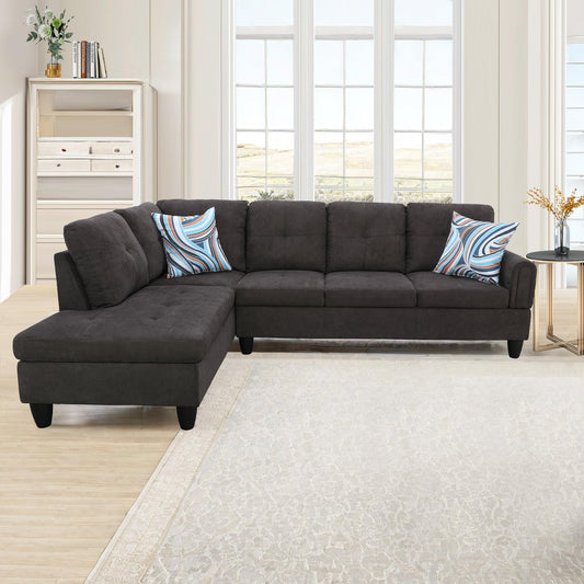 NicBex 97" L Shaped Couch Sectional Couches for Living Room, 2-Piece Modular Sofa with Movable Chaise & Deep Seat for Apartment, Bedroom, Office, Dark Brown