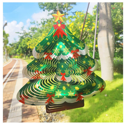 Christmas 3D Wind Spinners Ornament, 12in Large Stainless Steel Outdoor Christma Tree for Winter Indoor Garden Yard Crafts Ornaments Decoration(Chrismas Tree)