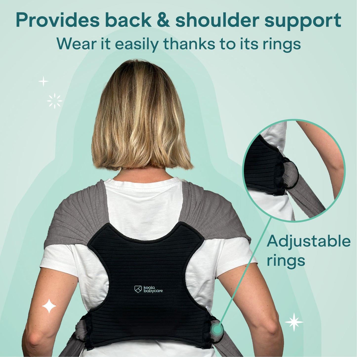 Koala Babycare Baby Sling Easy to Wear - Certified Ergonomic Support - Multi-Purpose Stretchy Baby Carrier Suitable up to 9 kg - Baby Wrap Carrier for Newborn - Anthracite - Registered Design