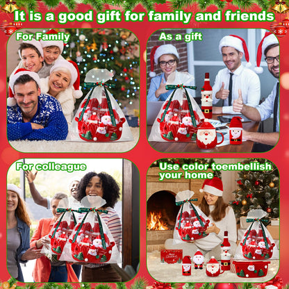 Ferrochef 7 Pcs Christmas Gifts Set for Women 2026 Christmas Gifts Basket with Santa Themed Mug Plush Doll Blanket Wine Bottle Cooler Holiday Card Merry Xmas Gift for Mom Coworker Friend Wife Sister