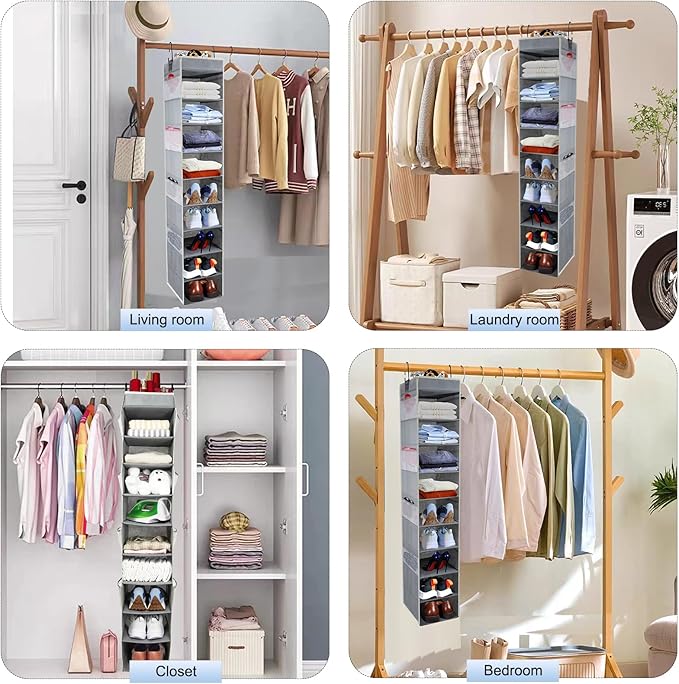 Large-Sized Hanging Shoe Organizer 10-Shelf, Sturdy Hanging Closet Organizer