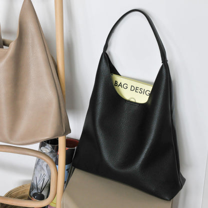 Hobo Bags for Women Soft Vegan Leather Shoulder Handbag Slouchy Tote Purses, Black