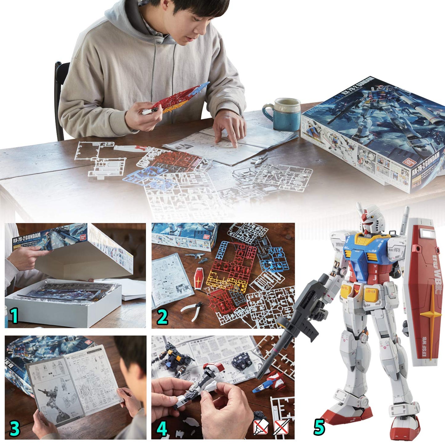 Bandai Model Kit GUNDAM - MG Wing Gundam Zero Custom 1/100 - Model Kit, Multicolor, 129454