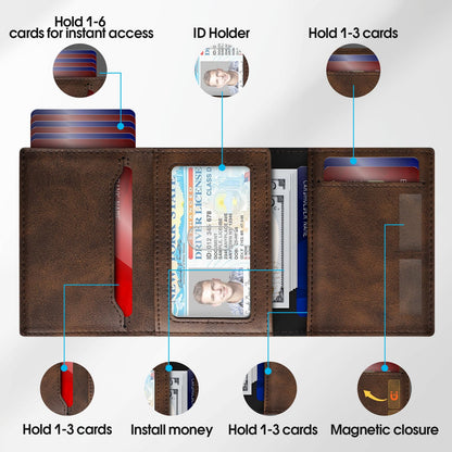 GAOCHALE Mens Wallet for Samsung Smarttag2 Pop up Card Holder Compatible with Samsung Tag RFID Blocking Wallet for Men 10-14 Card Capacity | ID Window | Cash Slot(Brown)