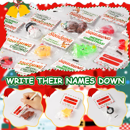 24Pack Christmas Mochi Squishy,Christmas Party Favors, Christmas Classroom Favors,Bulk Squishy Toys, Goodie Bag Basket Fillers,Christmas Treats Non Candy for Kids