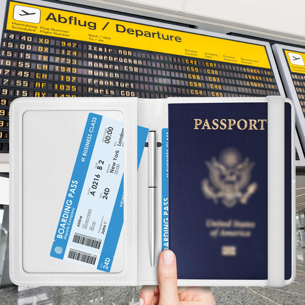 ATJFKIXL Passport Holder for Travel Essentials, RFID Premium Leather Passport Wallet Cover Case for Travel Must Haves Accessories, Passport Holders for Women Men Cute Book Shelf