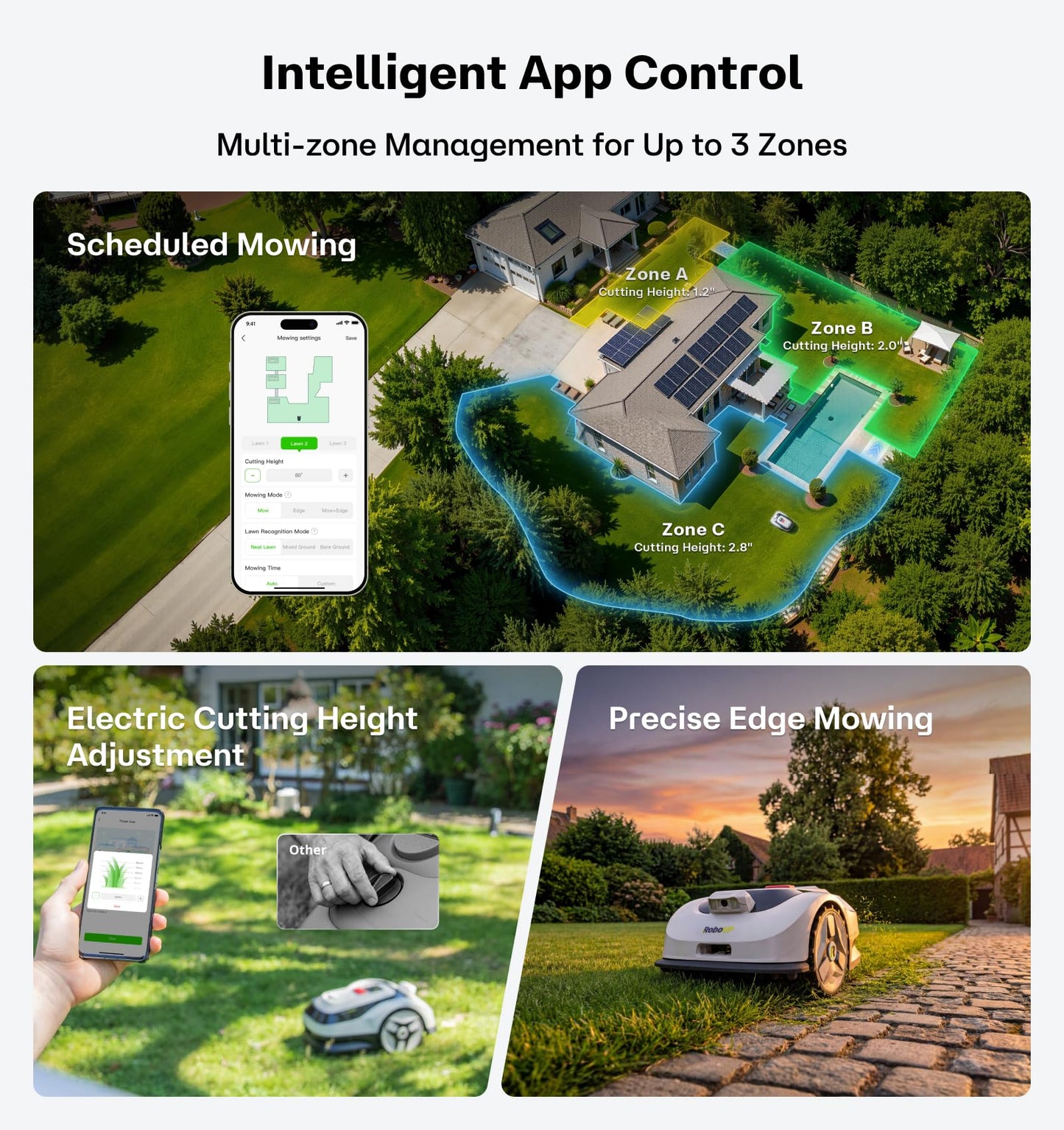 Raccoon 2 SE Robot Lawn Mower, Wire-Free Robotic Lawn Mower Without RTK for Max. 0.15 Acre Lawn Area, 1.18"–3.15” Cutting Height, with AI Obstacle Avoidance, 5Ah Fast-Charging Battery for Small Lawns