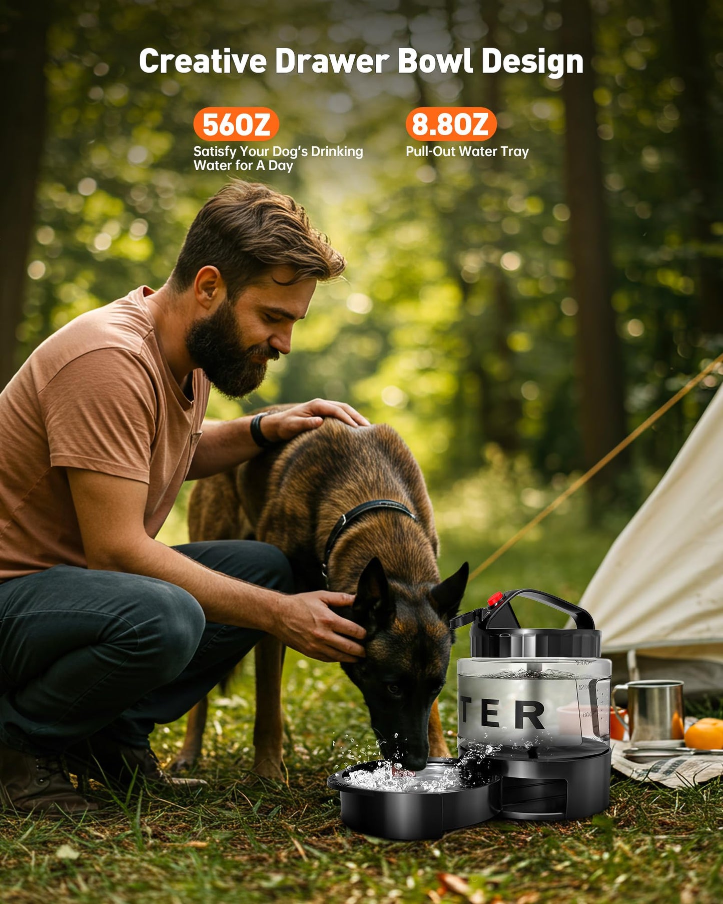 Portable Dog Water Bottle Bowl - 1600ml Travel Water Bowl Dispenser for Dogs Leak Proof, Suitable for Large Pet Drinking, A Must Have for Outdoor, Camping, Walking, Beach, Hunting, and Other Scenes