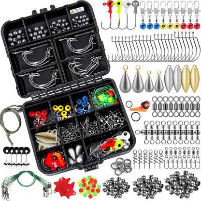 TOPFORT 187/343pcs Fishing Accessories Kit, Organized Fishing Tackle Box with Tackle Included, Hooks, Weights Sinkers, Fishing Gear and Equipment, Gift for Men