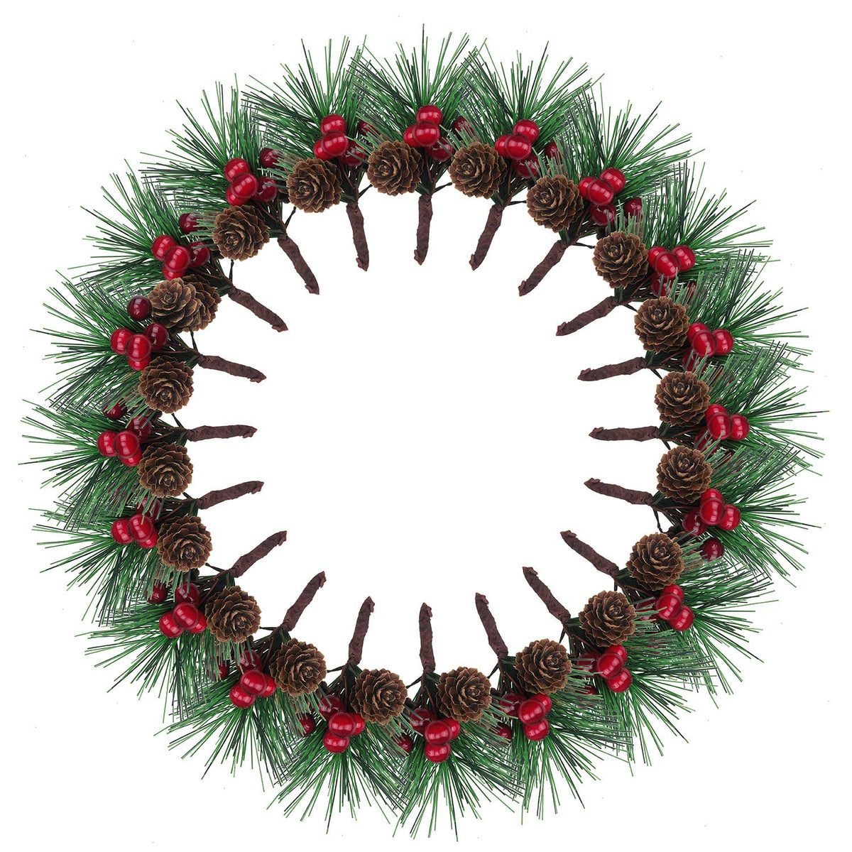 BLEBRDME 20PCS Artificial Pine Picks Small Pine Tree Plants Red Pinecones for Christmas Flower Arrangements Wreaths and Holiday Decorations