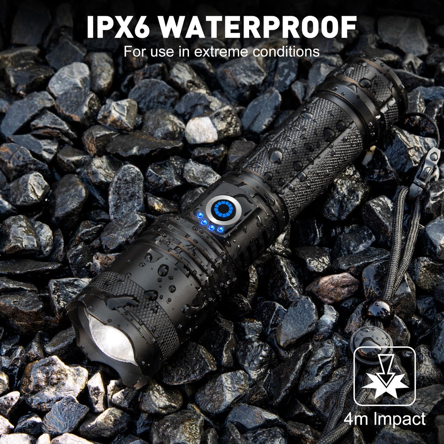 Sigoobal Flashlights High Lumens, 99,000 Lumens LED Flashlight Rechargeable, 5 Modes, Adjustable Beam & 12H Running Time, Powerful and Bright Flash Light for Home/Camping, IPX6 Waterproof