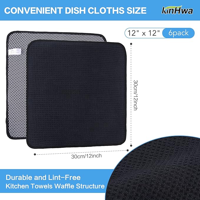 KinHwa Kitchen Washcloths for Dishes Absorbent Microfiber Dish Cloths Quick Dry