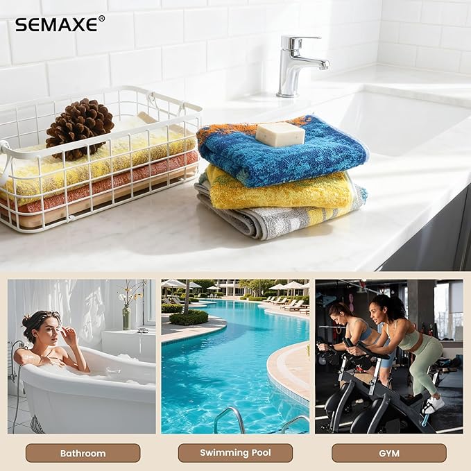 SEMAXE 12 Pack Hand Towels for Bathroom, 100% Cotton Towels