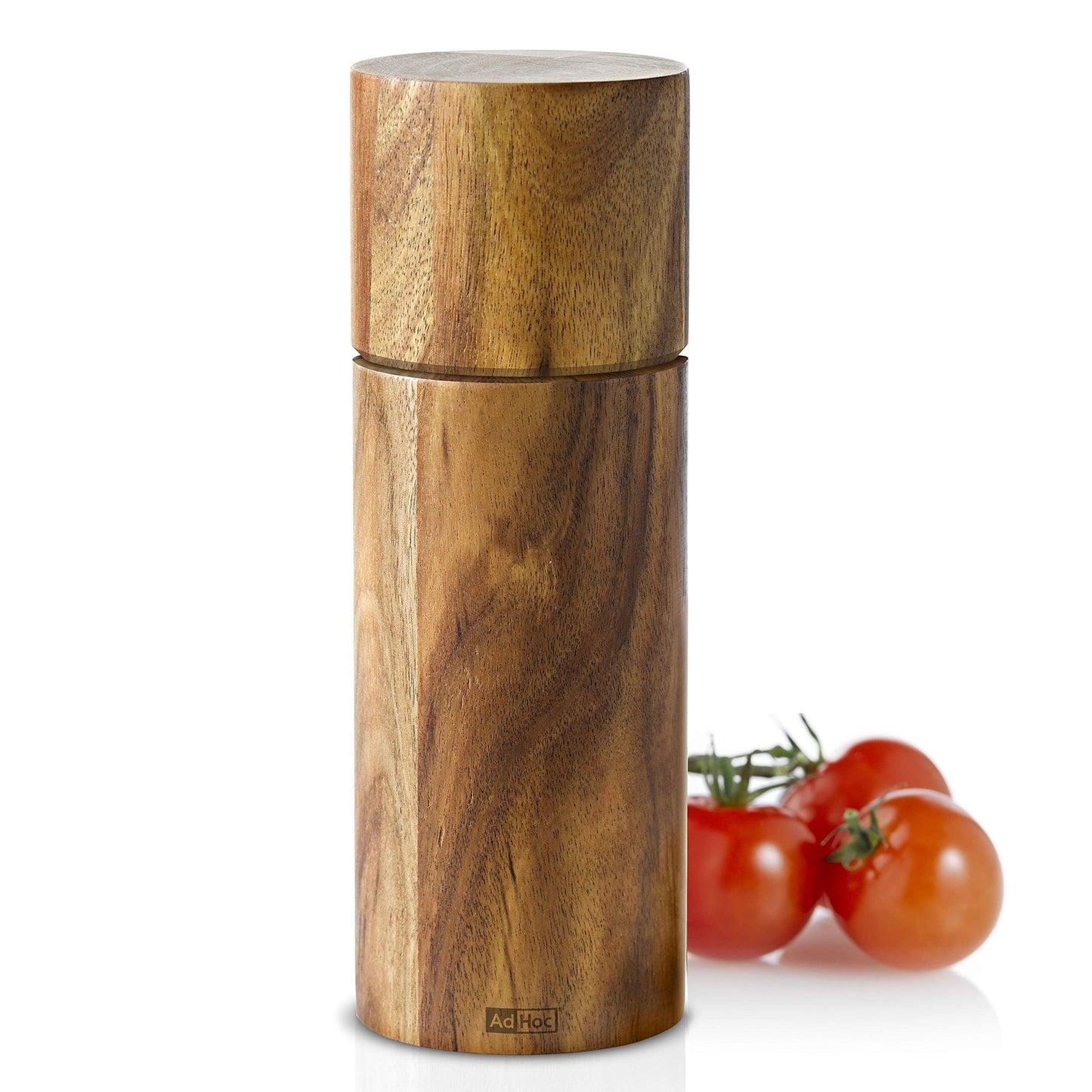AdHoc Acacia Salt or Pepper Mill - Adjustable Salt or Pepper Grinder for Convenience - Refillable Manual Mill for Elegant Kitchen Decor - Salt & Pepper Shaker with 2 Year AdHoc Guarantee - 6.7"
