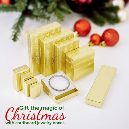 TheDisplayGuys - 25-Pack #21 Cotton Filled Cardboard Paper Jewelry Boxes Gift Case - Gold Foil (2.6" x 1.6" x 1.0") - for Shipping or Storage