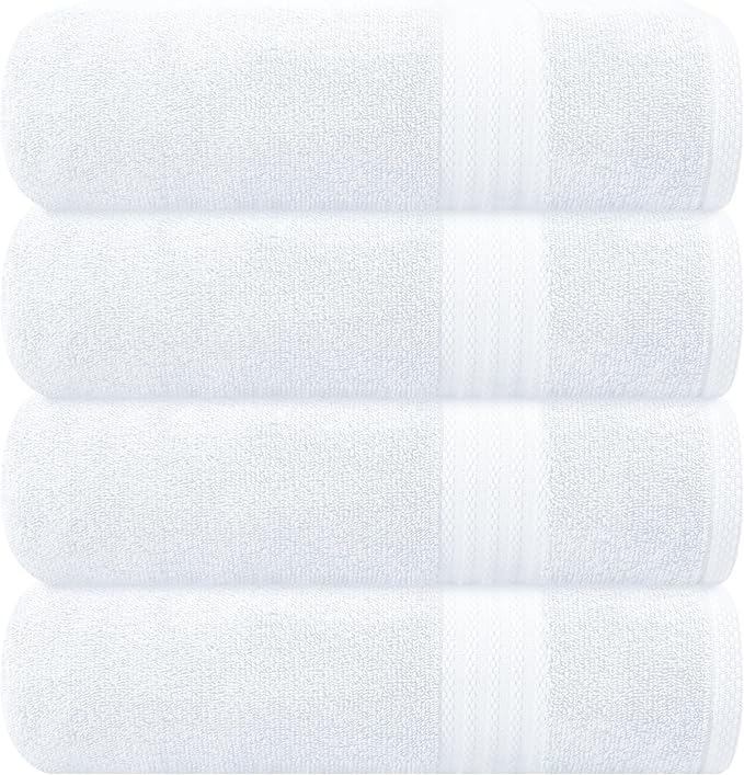 GLAMBURG Premium Cotton 4 Pack Bath Towel Set