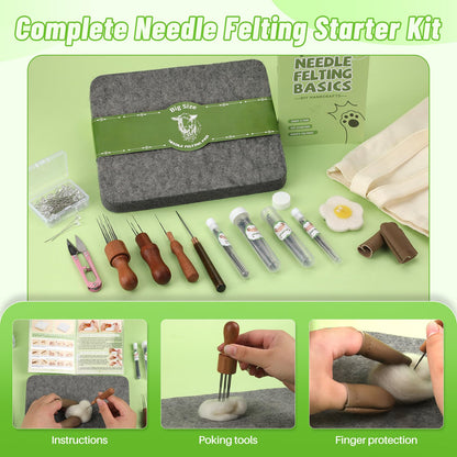 dipeer Needle Felting Tools, Felt Needle Kit 8×10 Inch Felting Pad, 90 Pcs Felting Needles, 3 Size Wooden Handle Holder, Felting Supplies with Storage Bag for Beginners DIY Crafts