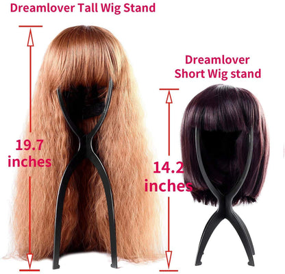 Dreamlover Wig Stands, Tall Wig Holder Stand Head for Women, Black, 2 Pack