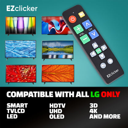 LG Replacement TV Remote Compatible with LG TV's ONLY (Black) Big Button, Simplified and Easy to Use (2xAAA Batteries not Included)