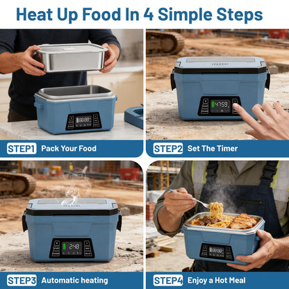 Cordless Electric Lunch Box for Adults, APP Control Heated Lunch Box for Men Food Warmer Rechargeable Lunch Box 248℉ Timer Self Heating Lunch Box, 5-sided Heated lunchbox Gifts for Women Work/Outdoor