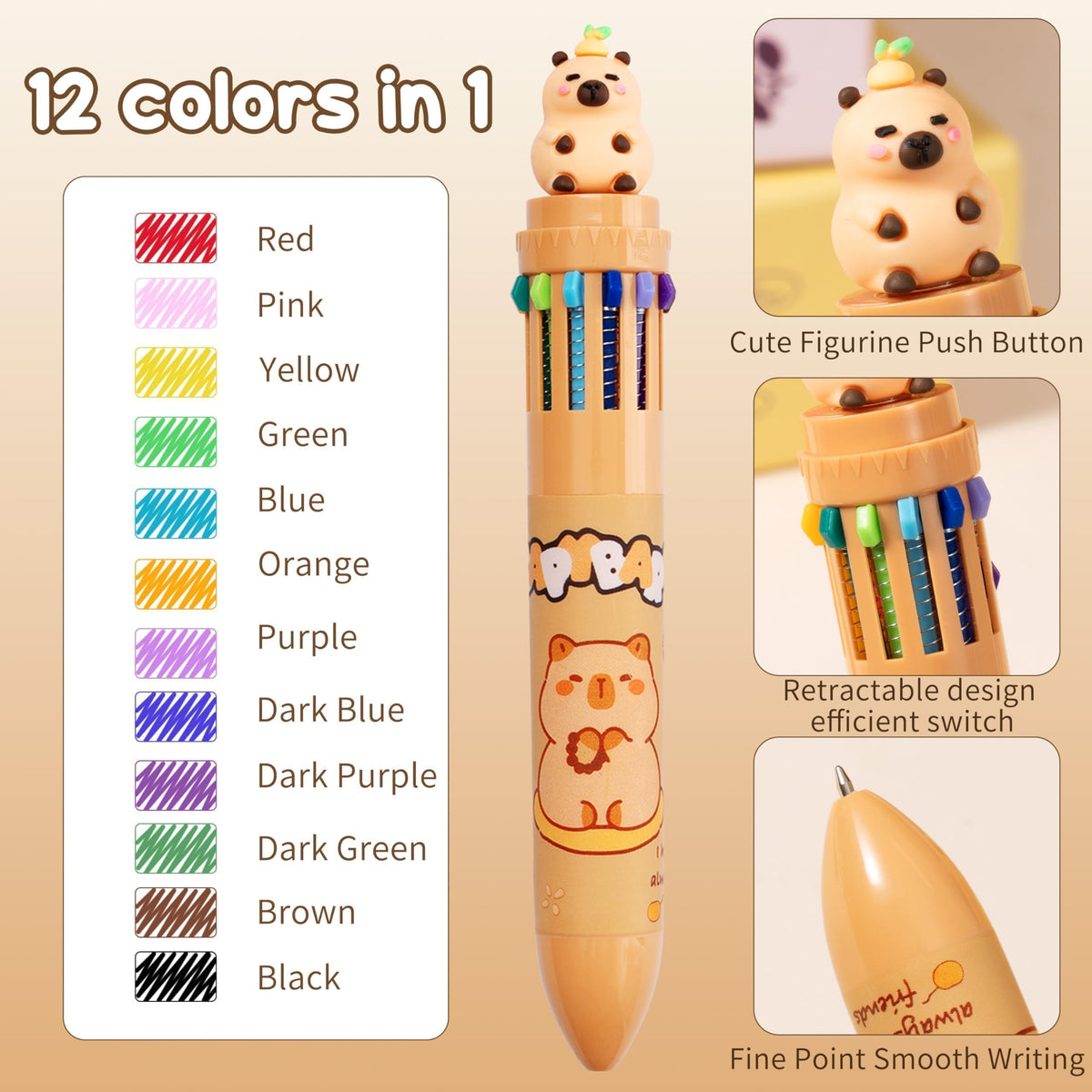 Kid School Supplies for Girl Age 5 6 7 8-12 13 14 Year Old, 36PCS Kawaii Tween Teen Girl Birthday Easter Gift Cute Capybara Stationery Set w/Pencil Case Gel Pen Pencil Sticker Notebook Sticky Note