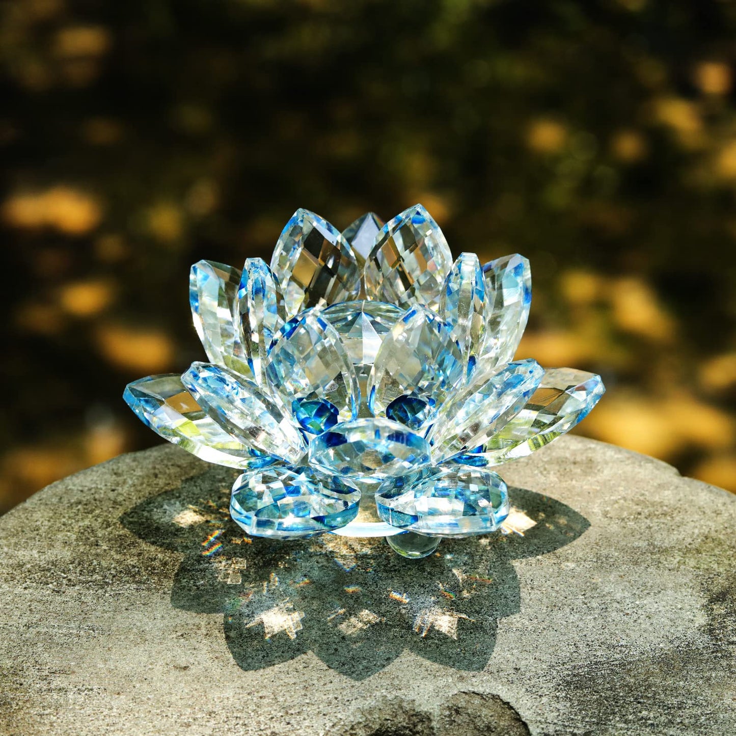 JATYFING 3Inch Crystal Lotus Flower, Blue