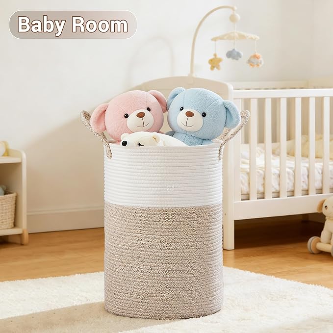 Tall Laundry Basket with Handles, 72L Portable Dirty Clothes Hamper, Boho