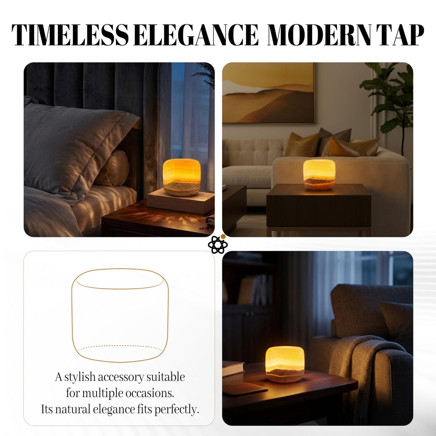 Marble Lamp Night Light Touch Bedside Table Lamp for Bedroom,Type-C Rechargeable Small Desk Bedside Small Lamps,Eye Caring Dimmable LED Ambient lamp (Amber Jade)