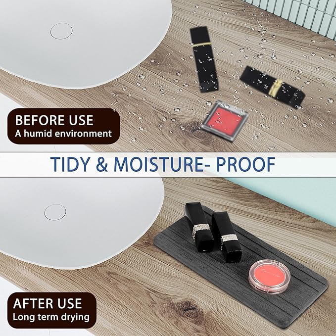2PCS Water Absorbing Stone Tray, Quick Drying Diatomite Stone Sink Tray