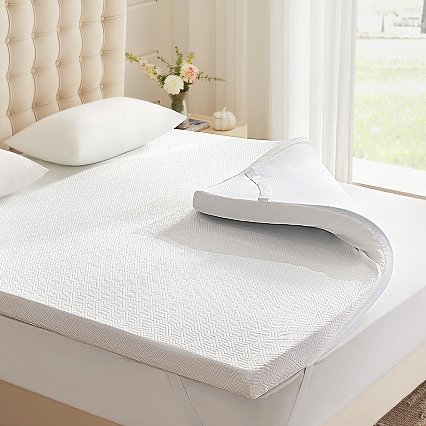 Eiayeebil 2 Inch Memory Foam Mattress Topper Twin XL, Memory Foam Pad with Removable & Washable Cover, Bed Topper for Back Pain, Non-Slip Ventilated Design, Twin XL Size