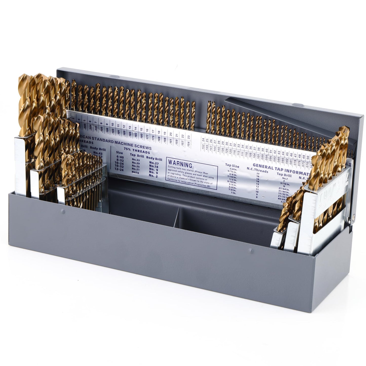ZHUREKER 115pcs Cobalt Drill Bit Set, M35 High Speed Steel Twist Jobber Length Kit with Metal Index Storage Case, Drill Bits for Metal, Stainless Steel, Cast Iron, Plastic and Wood
