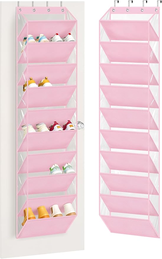 AOODA 10 Tier Clear Over the Door Shoe Organizer Storage, Deep Pockets Large