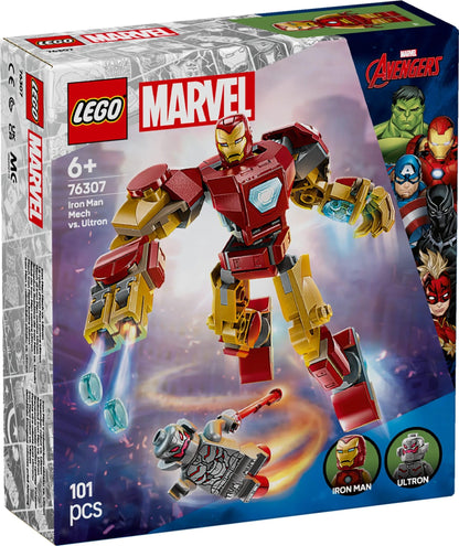 LEGO Marvel Iron Man Mech vs. Ultron - Buildable Super Hero Toy with 2 Minifigures - Build-and-Play Figure Set - Avengers Birthday Gift for 6 Plus Year Old Boys & Girls 76307