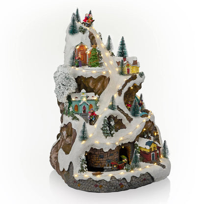 Alpine Corporation 18"H Indoor Animated Winter Wonderland Christmas Tabletop Decor with and Warm White LED Lights and Music, Holiday Display