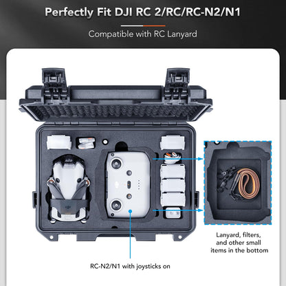 Lykus Titan MM410 Waterproof Hard Case for DJI Mini 4 Pro/Mini 3/ Pro and DJI RC 2/ RC/RC-N2, Support 7 Batteries and RC Lanyard [CASE ONLY]