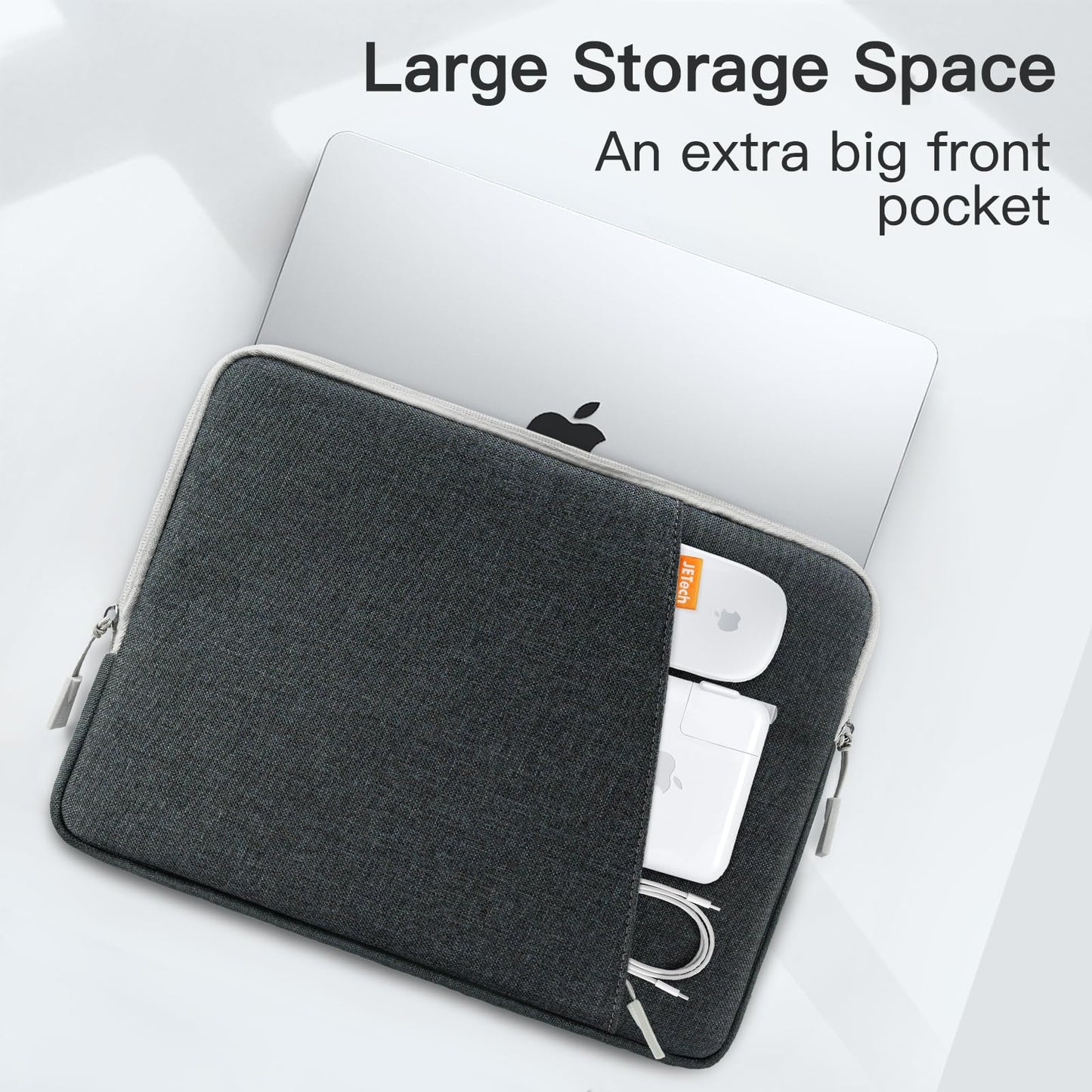JETech Laptop Sleeve for 15-Inch Notebook, Compatible with MacBook Air 15-Inch M4/M3/M2, MacBook Pro 16-Inch M4/M3/M2/M1, Waterproof Shockproof Case with Accessory Pocket Bag (Dark Grey)