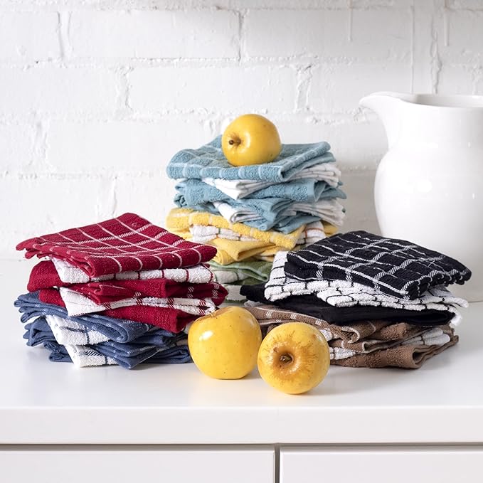 Ritz Terry Check Dish Cloth Set: Highly Absorbent & Super Soft